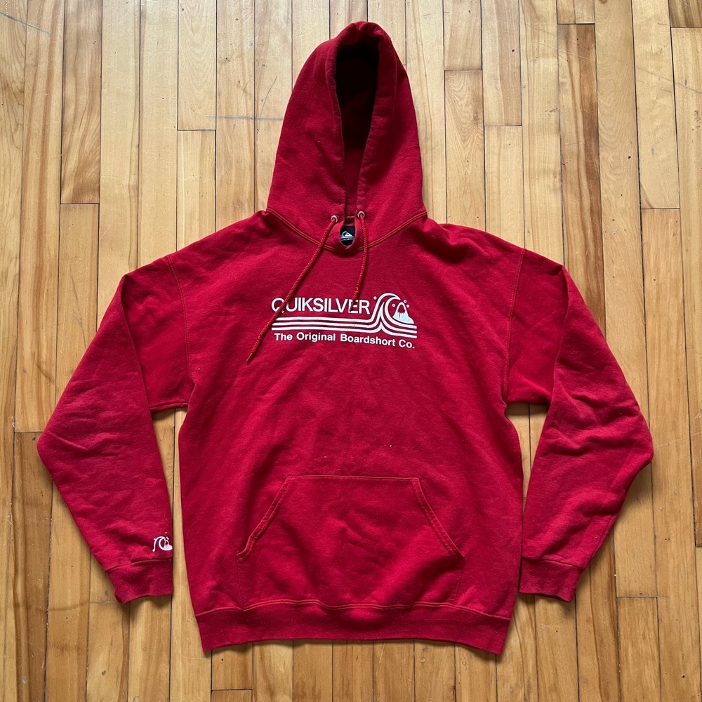 Quiksilver Red Hoodie The Original Boardshort Co Graphic Sweatshirt Men's Large